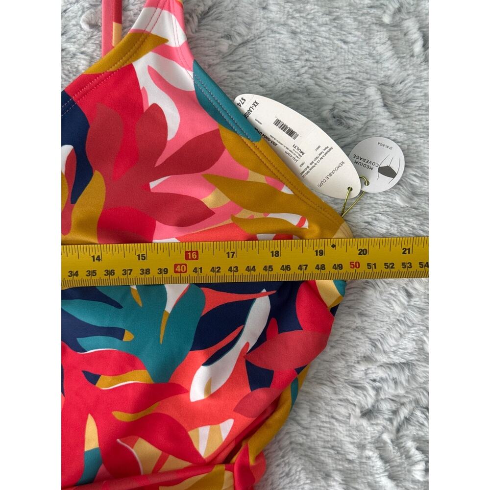 NWT Mynah One Piece Swimsuit XXL Tropical Floral V-Neck Tie Front Plus Size - Picture 6 of 6